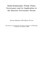 Multi-stakeholder public policy governance and its application to the Internet Governance Forum