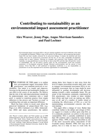 Contributing to sustainability as an environmental impact assessment practitioner