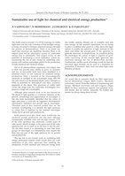 Sustainable use of light for chemical and electrical energy production