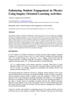 Enhancing student engagement in physics using inquiry oriented learning activities