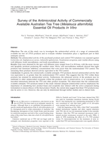 Survey of the antimicrobial activity of commercially available Australian tea tree (Melaleuca alternifolia) essential oil products in vitro