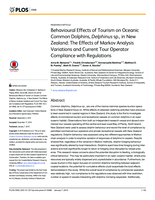 Behavioural effects of tourism on oceanic common dolphins, Delphinus sp., in New Zealand: The effects of markov analysis variations and current tour operator compliance with regulations