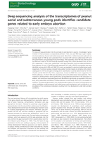 Deep sequencing analysis of the transcriptomes of peanut aerial and subterranean young pods identifies candidate genes related to early embryo abortion