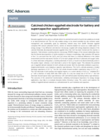 Calcined chicken eggshell electrode for battery and supercapacitor applications