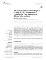 A summary of current findings on quality of life domains and a proposal for their inclusion in clinical interventions