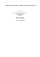 Electoral Assistance and Post-Conflict Peacebuilding - What Lessons Have Been Learned?