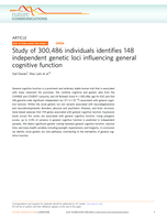 Study of 300,486 individuals identifies 148 independent genetic loci influencing general cognitive function