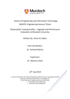 Photovoltaic training facility – Upgrade and performance evaluation at Murdoch University