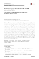 Motivational teacher strategies: The role of beliefs and contextual factors