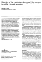 Kinetics of the oxidation of copper(I) by oxygenin acidic chloride solutions