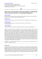 Three faces of the european union water initiative: Promoting the water framework directive or sustainable development?