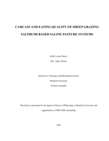 Carcass and eating quality of sheep grazing saltbush based saline pasture systems