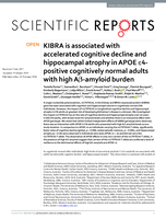 KIBRA is associated with accelerated cognitive decline and hippocampal atrophy in APOE ε4-positive cognitively normal adults with high Aβ-amyloid burden