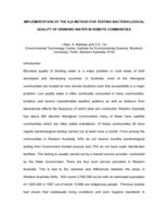 Implementation of the H2S method for testing bacteriological quality of drinking water in remote communities