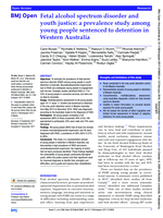 Fetal alcohol spectrum disorder and youth justice: A prevalence study among young people sentenced to detention in Western Australia