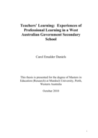 Teachers' learning: Experiences of professional learning in a West Australian government secondary school