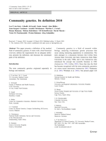Community genetics. Its definition 2010