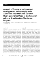 Analysis of Spontaneous Reports of Hypoglycemia and Hyperglycemia associated with marketed systemic fluoroquinolones made to the Canadian adverse drug reaction monitoring program