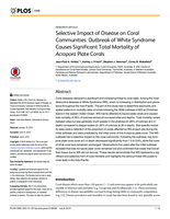Selective impact of disease on coral communities: Outbreak of white syndrome causes significant total mortality of Acropora plate corals