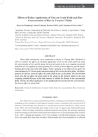 Effects of Foliar Application of Zinc on Grain Yield and Zinc Concentration of Rice in Farmers’ Fields