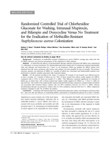 Randomized controlled trial of chlorhexidine gluconate for washing, intranasal mupirocin, and rifampin and doxycycline versus no treatment for the eradication of methicillin-resistant staphylococcus aureus colonization