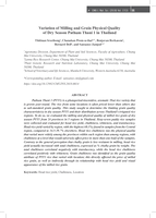 Variation of milling and grain physical quality of dry season Pathum Thani 1 in Thailand