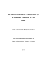 The Hollywood Cinema Industry’s Coming of Digital Age: the Digitisation of Visual Effects, 1977-1999