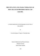 Precipitation and characteristics of iron (III) oxyhydroxides from acid liquors