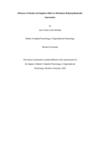Influence of gender and negative affect on workplace bullying bystander intervention