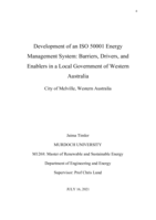 Development of an ISO 50001 Energy Management System: Barriers, Drivers, and Enablers in a Local Government of Western Australia