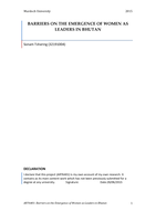 Barriers on the emergence of women as leaders in Bhutan