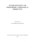Autism, humanity and personhood: A theological perspective
