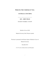Piercing the corporate veil: Australia and China