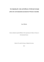 Investigating the value and influence of informal strategic advice for environmental assessment in Western Australia