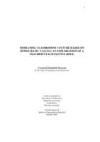 Mediating classrooom culture based on democratic values: an exploration of a teacher's facilitative role