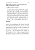 Reducing the prevalence of plagiarism: A model for staff, students and universities