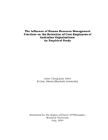 The influence of human resource management practices on the retention of core employees of Australian organisations : an empirical study