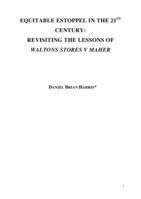 Equitable estoppel in the 21st Century: Revisiting the lessons of Waltons Stores V Maher