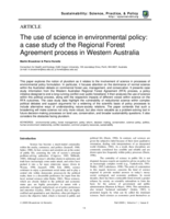 The use of science in environmental policy: A case study of the Regional Forest Agreement process in Western Australia