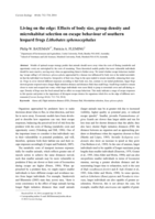 Living on the edge: Effects of body size, group density and microhabitat selection on escape behaviour of southern leopard frogs Lithobates sphenocephalus