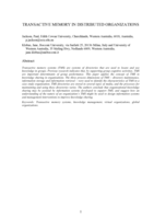Transactive memory in distributed organizations