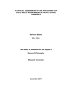 A critical assessment of the paradigms for solid waste management in  Pacific Island countries