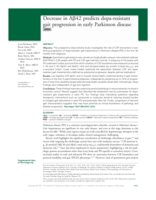 Decrease in Aβ42 predicts dopa-resistant gait progression in early Parkinson disease