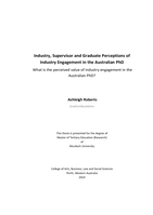 Industry, supervisor and graduate perceptions of industry engagement in the Australian PhD: What is the perceived value of industry engagement in the Australian PhD?