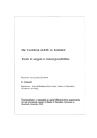 The evolution of RPL in Australia: From its origins to future possibilities