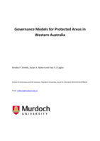 Governance models for protected areas in Western Australia