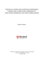 Political public relations in Indonesia under the Yudhoyono presidency: Past developments and new formations