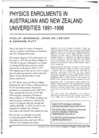 Physics enrolments in Australian and New Zealand universities 1991-1996