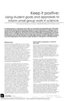 Keep it positive: Using student goals and appraisals to inform small group work in science