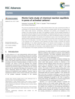 Monte Carlo study of chemical reaction equilibria in pores of activated carbons